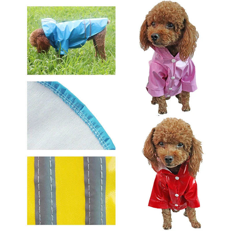 Dog Raincoat Pet Waterproof Clothes Reflective Puppy Raincoats Chihuahua Rainjacket Bulldog Cape Poncho Costume Dogs Rainwear