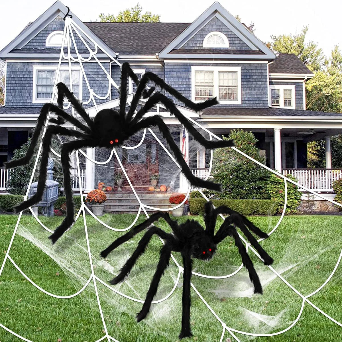 30cm/50cm/75cm/90cm/125cm/150cm/200cm Horror Halloween Giant Black Spider Decoration Haunted House Party Props Halloween Decor