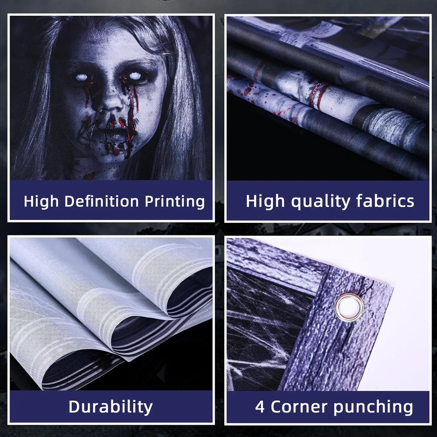 2 Pack Halloween Ghost Curtain Decorations - Female Ghost Window Cover for Indoor/Outdoor Party Decor