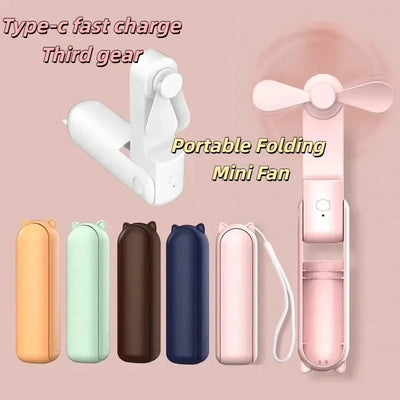 2000mAh Power Bank 3 Gears Portable Fan Super Mini Handheld Fan USB Rechargeable Fan Foldable Hand Held Small Pocket Fan