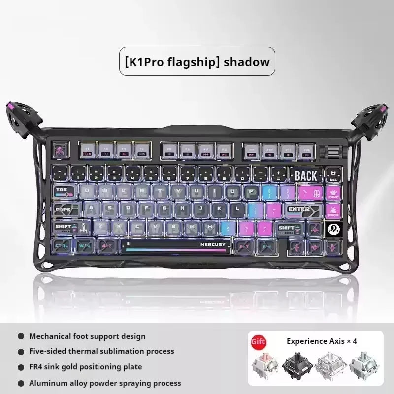 75k1 Pro Gaming  Mechanical Keyboard 79-Key Tri-Mode Connection Full-Key Hot-Swappable Aluminum Shell Fps Esports Games Keyboard