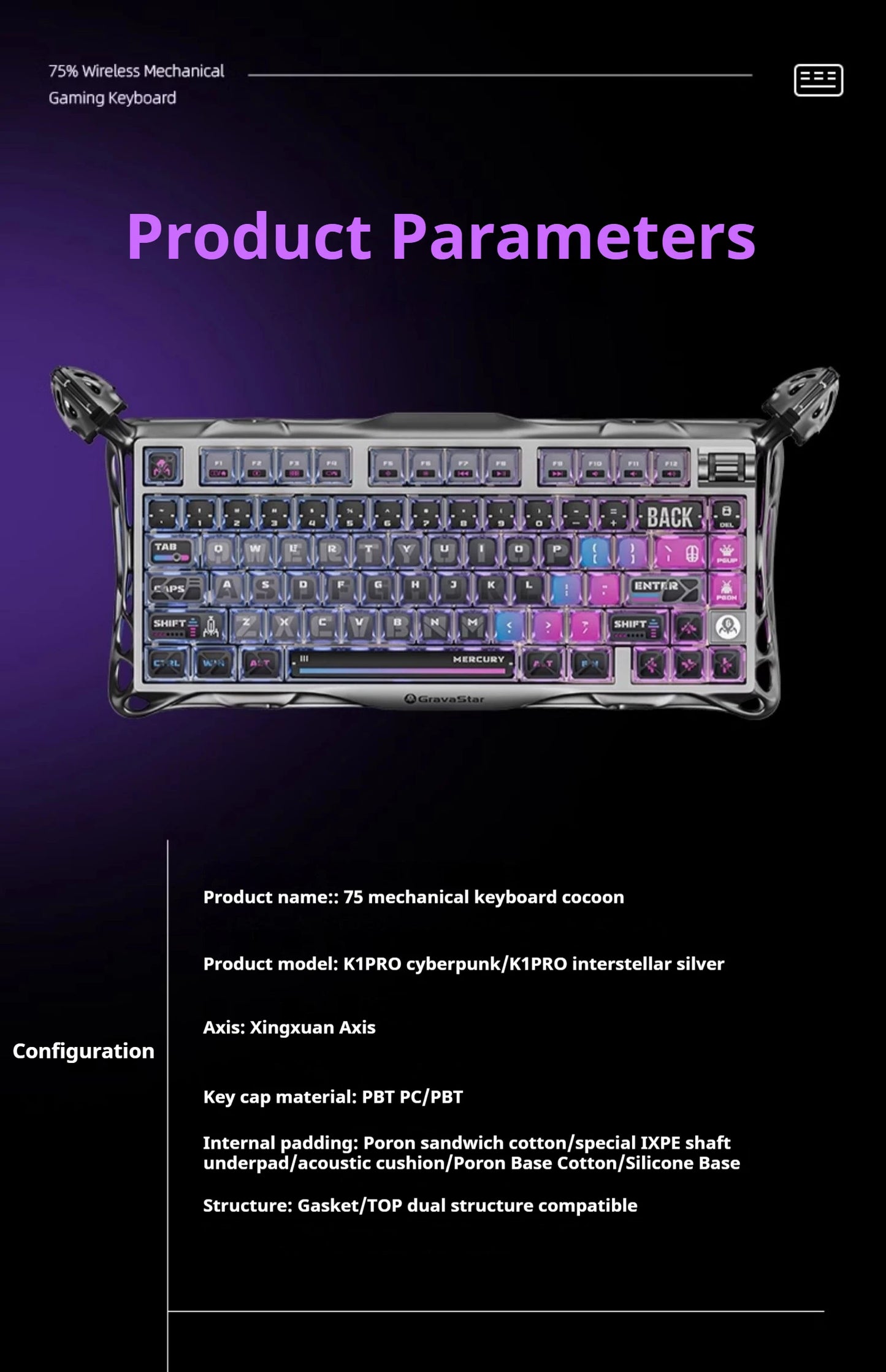 75k1 Pro Gaming  Mechanical Keyboard 79-Key Tri-Mode Connection Full-Key Hot-Swappable Aluminum Shell Fps Esports Games Keyboard