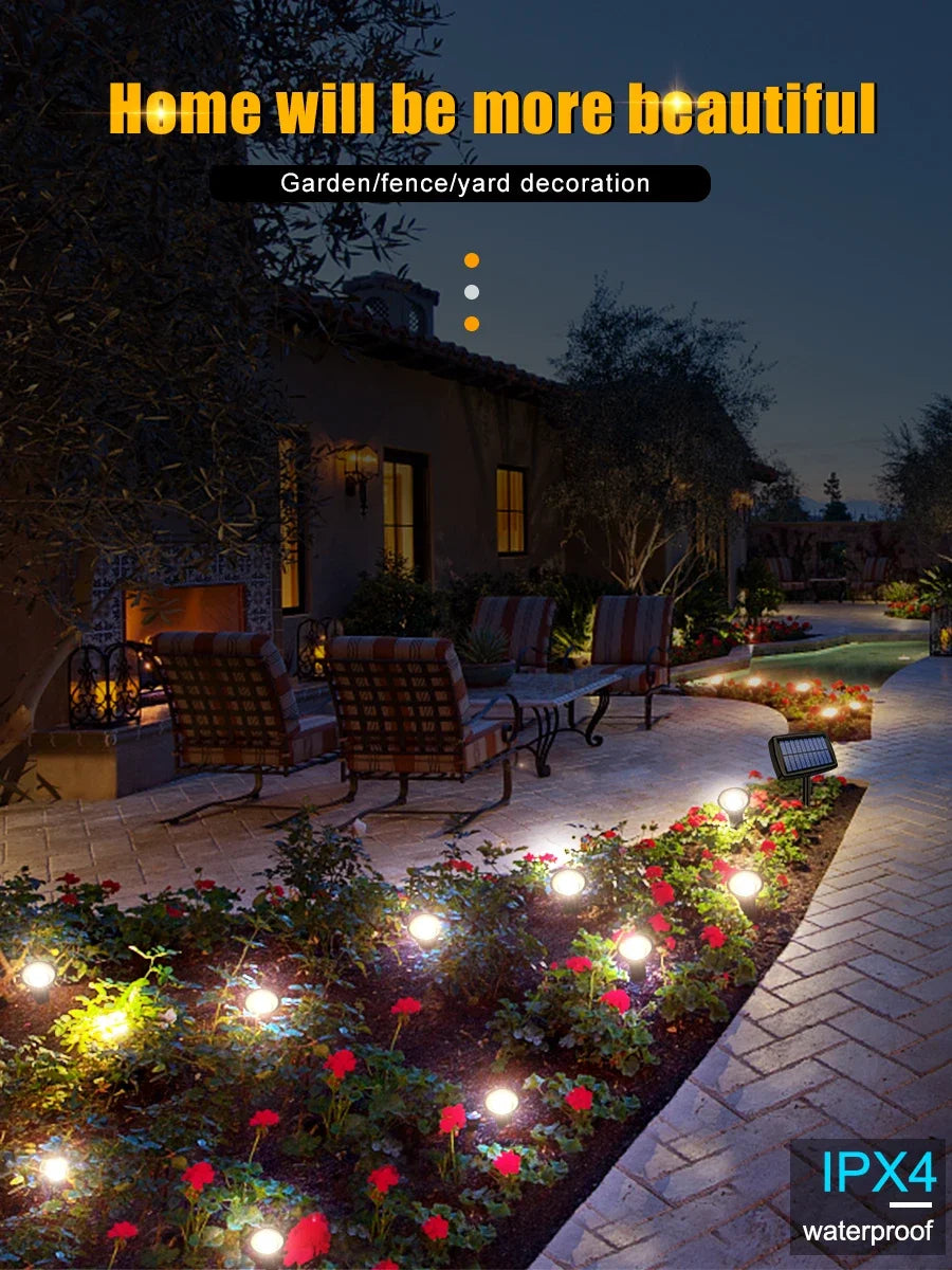 10-in-1 solar floor lamp outdoor waterproof solar garden lamp walkway, driveway decorative landscape lighting