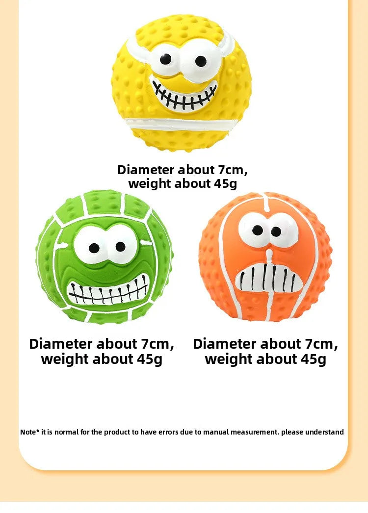 New Smiley Face Ball Latex Sound Toy Molar Teeth Cleaning Pet Latex Ball Dog Toy Pet Supplies