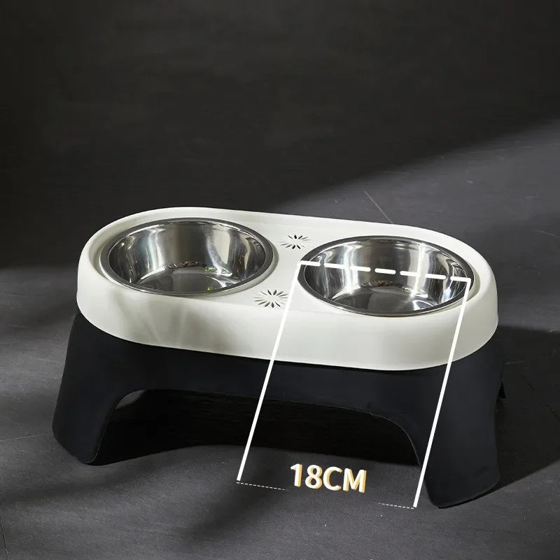 Stainless Steel Raised Dog Bowl - Anti-Knock Elevated Feeder