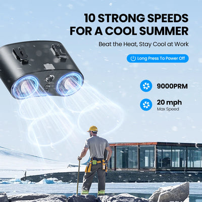 coldSky Portable Waist Fan Upgraded 10 Speeds Personal Fan 20000mAh Rechargeable Desk Fans with LED Display for Outdoor Jobsite