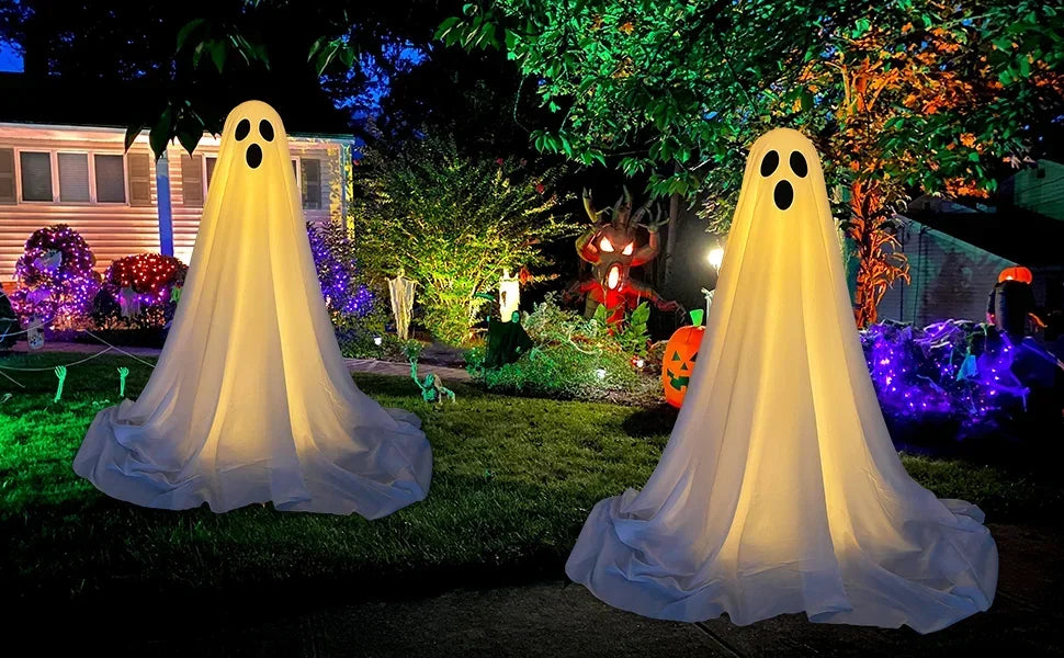 Ghost Spooky Halloween Decor Battery Light Home Ghost Front Porch Yard Courtyard Standing Halloween Horror Decoration