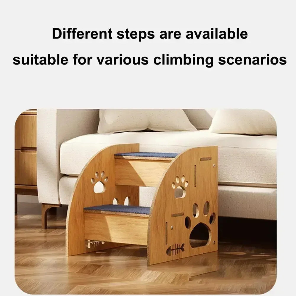 Pet Stairs For Bed Dog Steps Pet Stairs Dog Ramp High Bed Climbing Dog Bed Steps Non-Slip Wooden Dog Stairs For