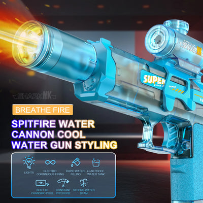 New Electric Water Gun With light Sprays Flame Effect Continuously High-pressure High-speed Powerful Outdoor Water Gun Toys