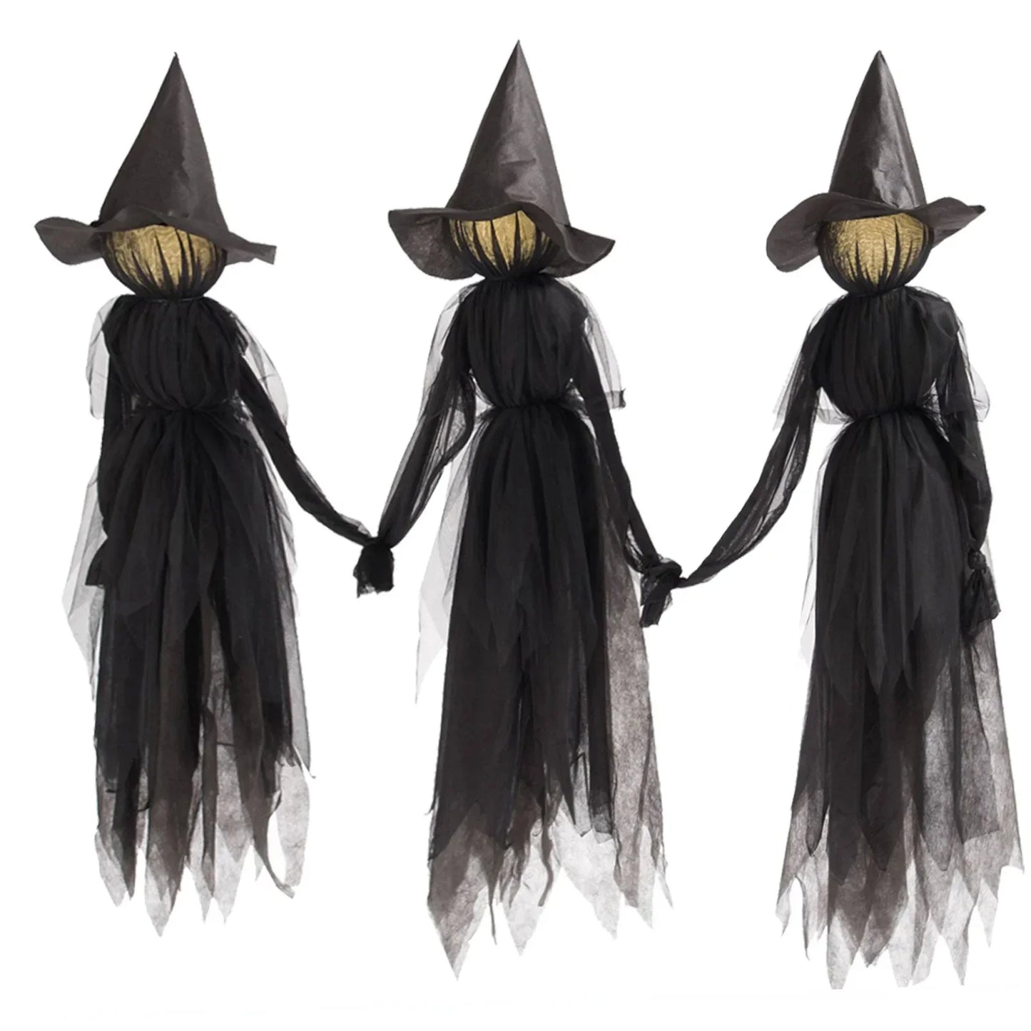 Halloween Colourful Glow Three Hand-Holding Witches Sound-activated hand-holding witch Halloween light up decoration props