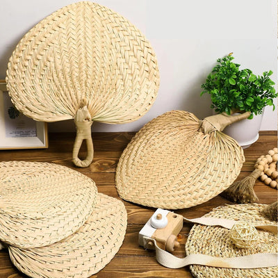 10/20/30 Natural Raffia Hand Fans Natural Palm Leaf Manual Handheld Fan for Wedding Summer Cooling Supplies Farmhouse Wall Decor