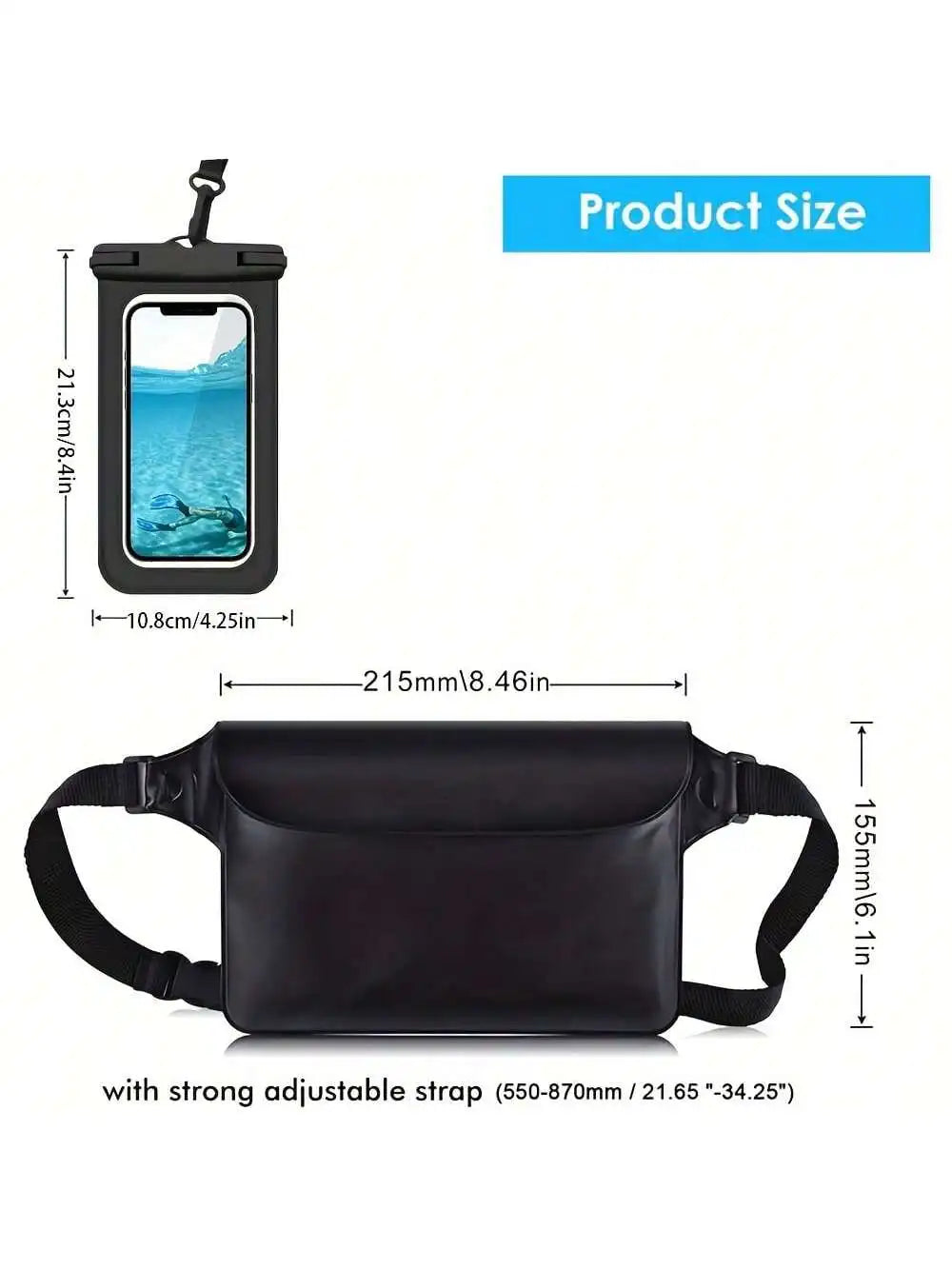 Waterproof Pouch Bag + Phone Case, Waterproof Case Dry Bag For Beach, Swim, Boating, Kayaking, Hiking, Protect Phone