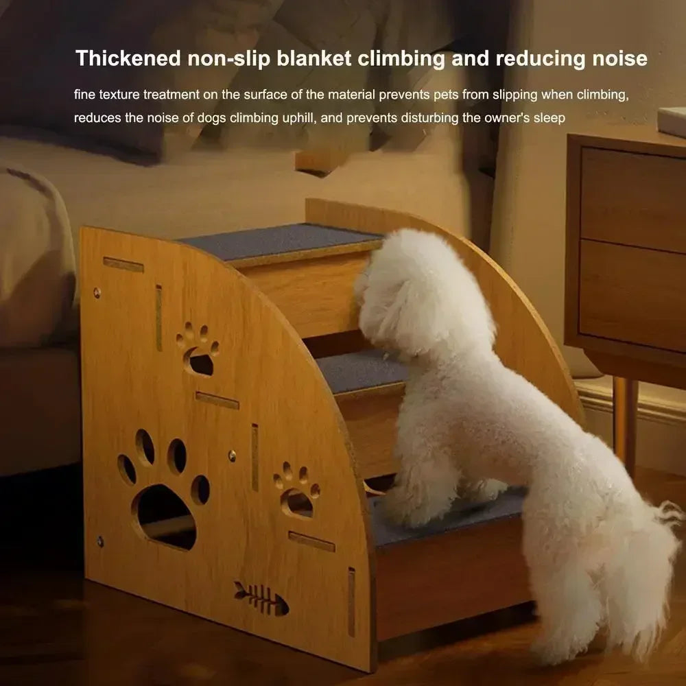Pet Stairs For Bed Dog Steps Pet Stairs Dog Ramp High Bed Climbing Dog Bed Steps Non-Slip Wooden Dog Stairs For