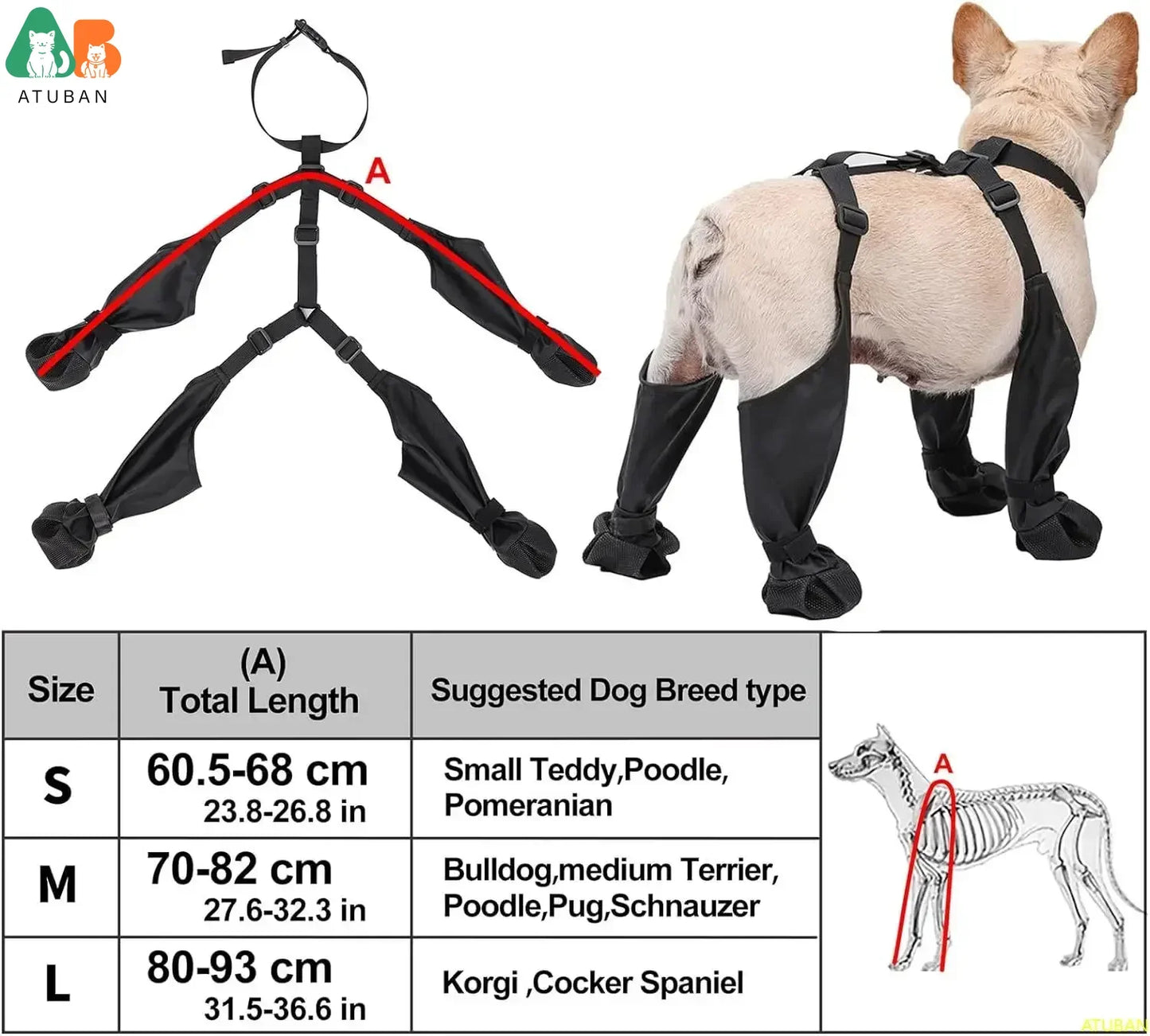 Waterproof Dog Boots Anti-Slip Dog Shoes,Rugged Rubber Sole,Pet Paw Protector, Dirty-Proof&Anti-Fall Dog Outdoor Walking Running