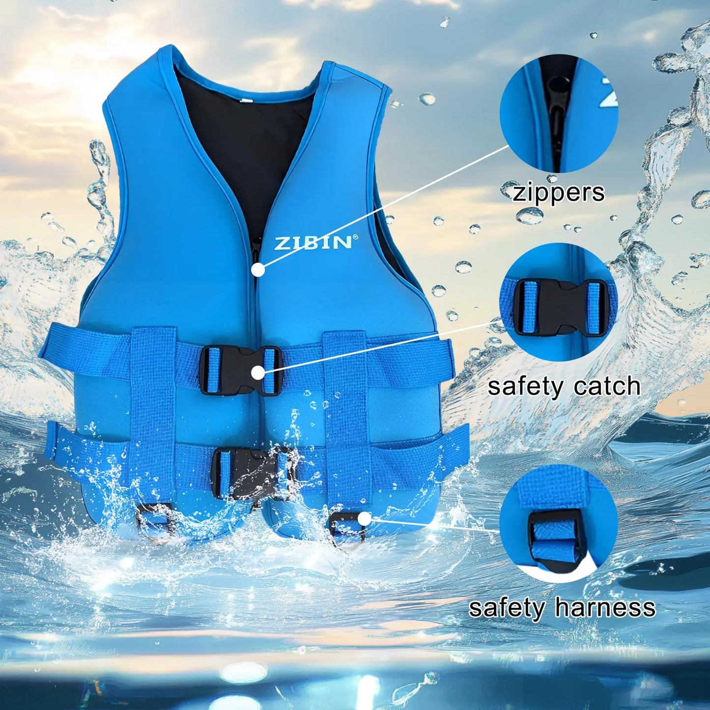 Kayak Life Vest Adults And Kids Surf Life Jacket Water Sports Boating Swimming Surfing Drifting Buoyancy Jacket Life Vest