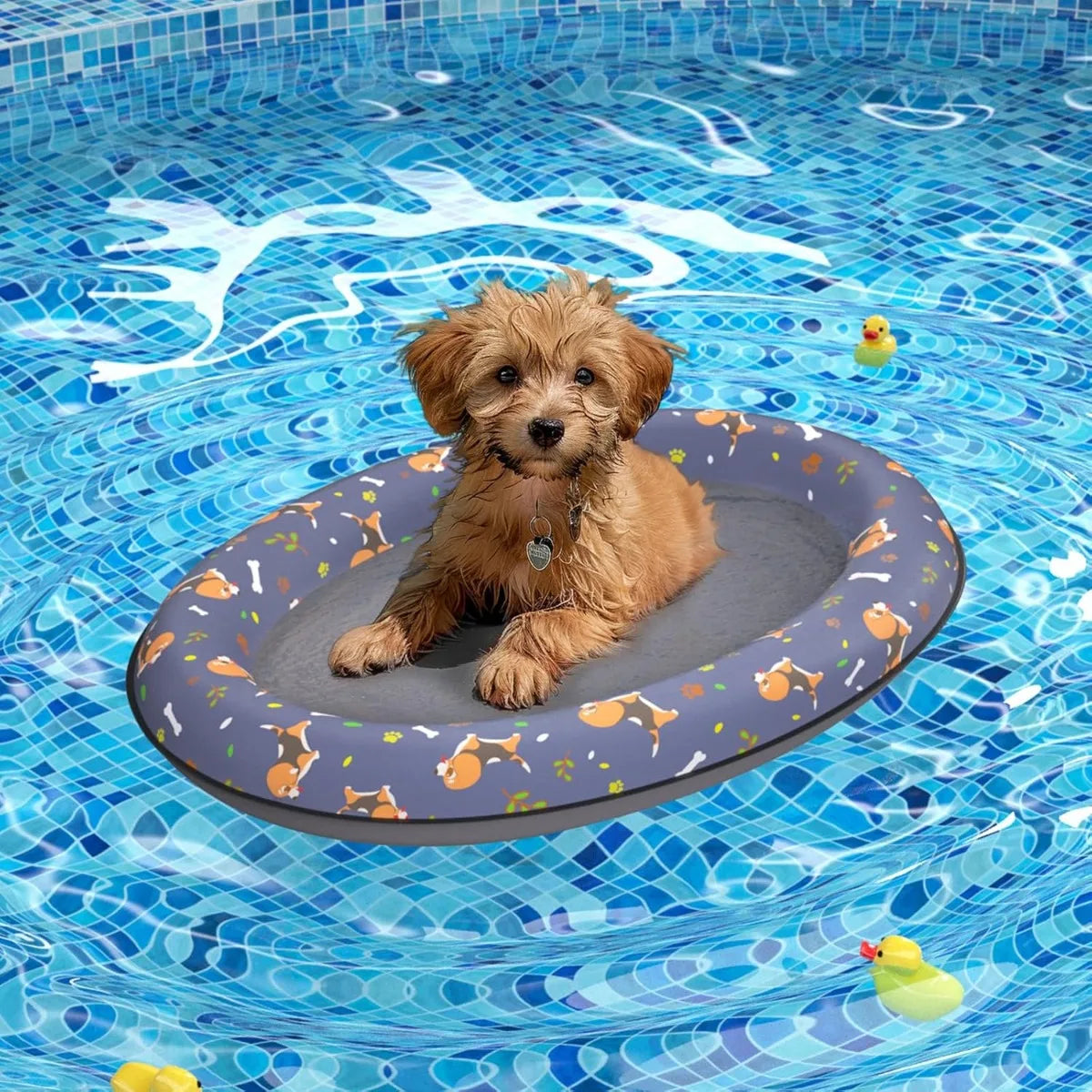 Dog Floating Raft Multi-role Portable Inflatable Pvc Pool Pet Raft for Small Medium Dogs Enjoy Cooling Summer Outdoor Water Toys