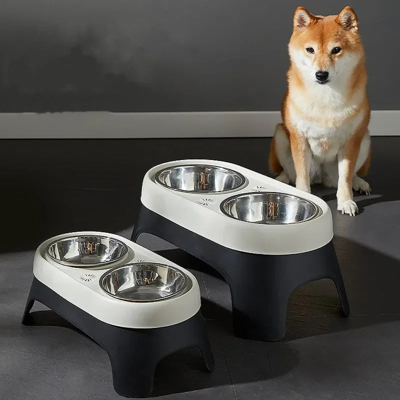 Stainless Steel Raised Dog Bowl - Anti-Knock Elevated Feeder