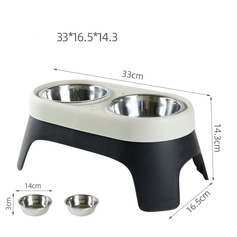 Stainless Steel Raised Dog Bowl - Anti-Knock Elevated Feeder