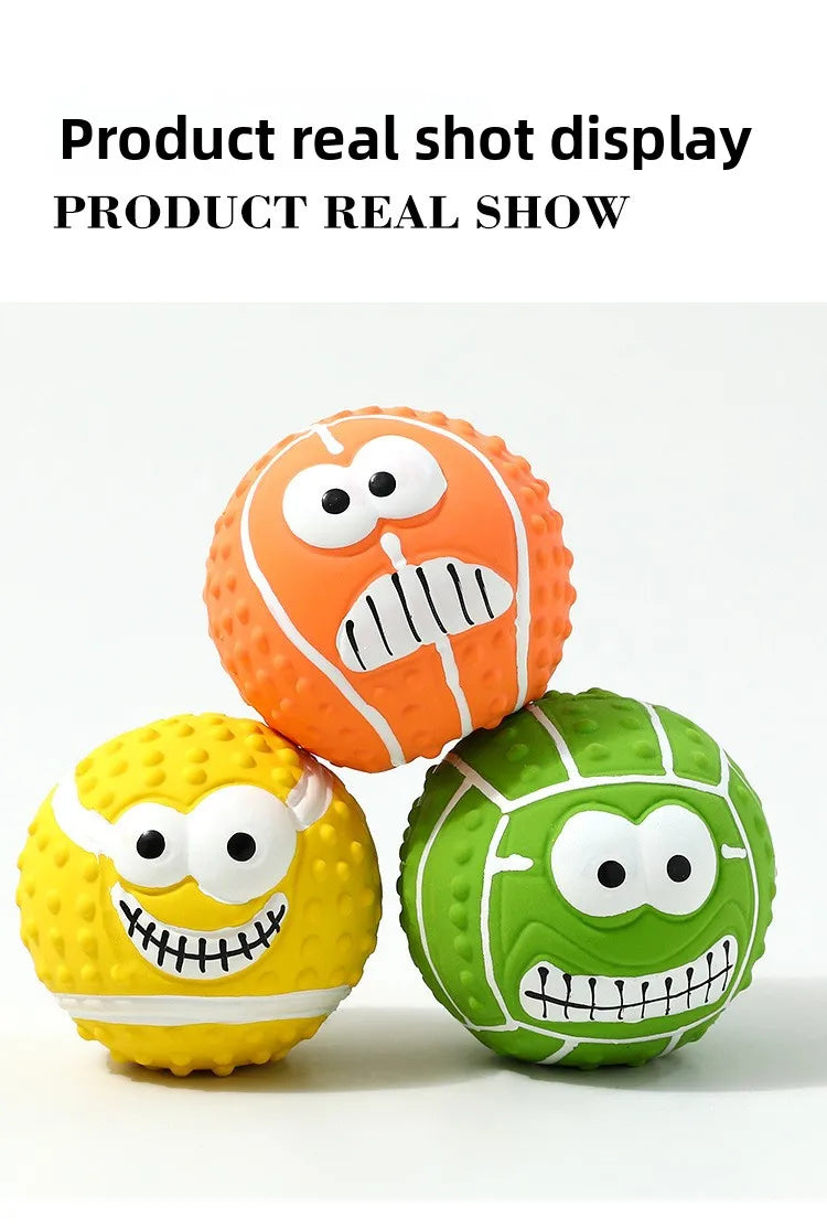 New Smiley Face Ball Latex Sound Toy Molar Teeth Cleaning Pet Latex Ball Dog Toy Pet Supplies