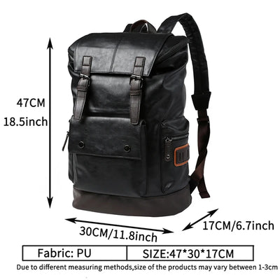 Men Pu Leather Backpack Men's Large Antitheft Travel Backpack Laptop Bag Black Bagpack Boy Big School Male Business Shoulder Bag