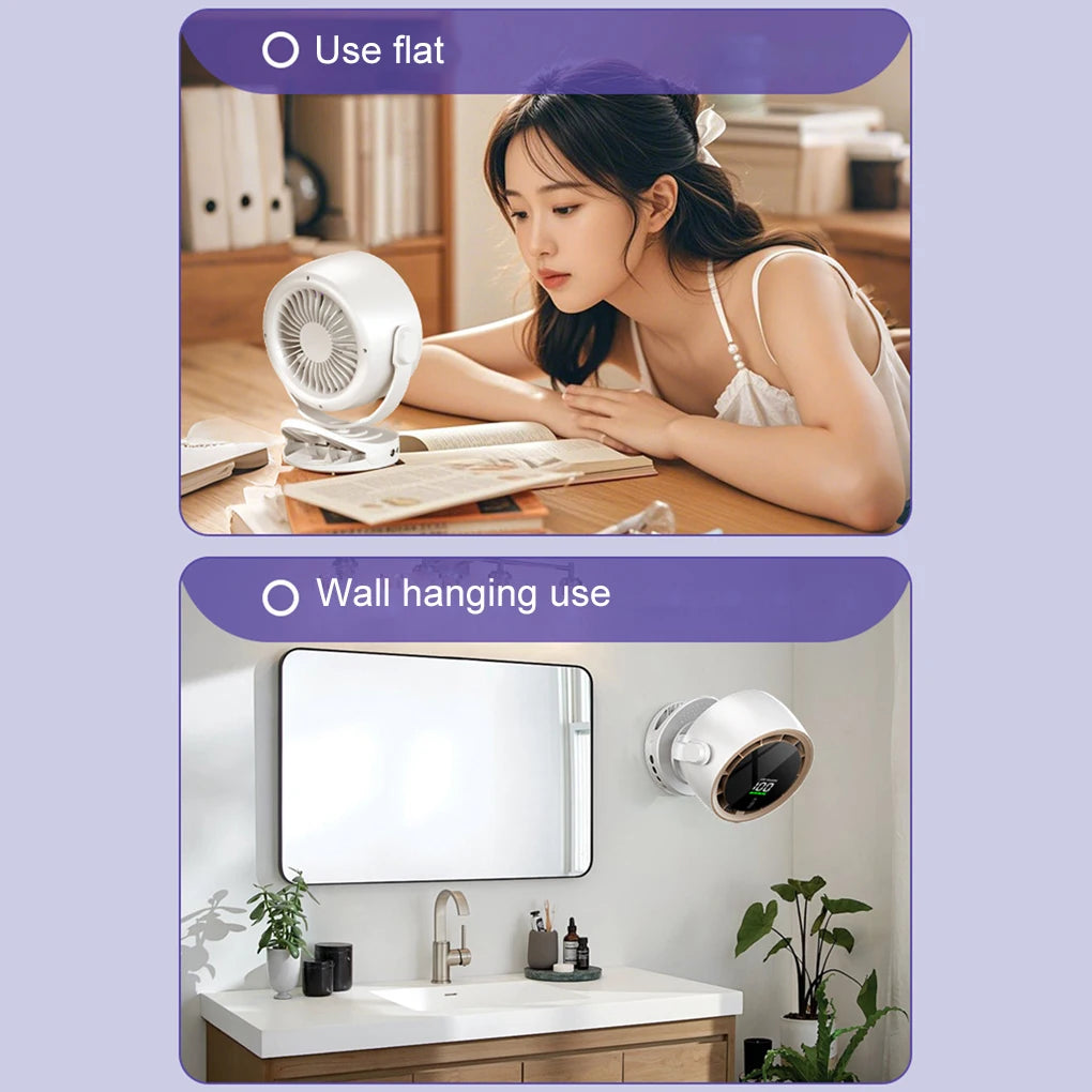 Digital Display Desktop Remote Control Fan 720 Degree Rotation Adjustable Clip-on Fan Office High Speed Turbine Powerful Fan