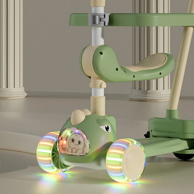 Kid Foot Scooter With Music And Folding Seat Flash Wheels Board Adjustable Height For 2-12 Years Children Cycling Kick Scooter