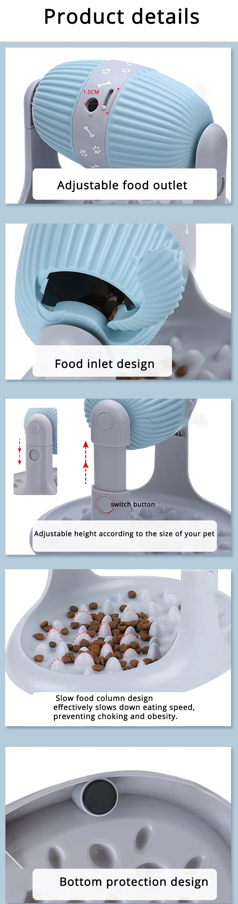 Small Medium Rotating Pet Cylindrical Roller Food Leaking Toy Leak Proof Food Ball Bowl Adjustable Height Pet Interactive Toy