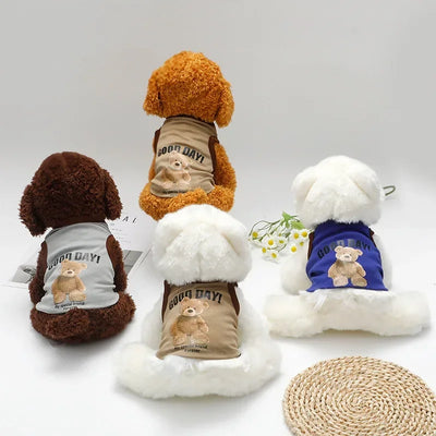 Pets Summer Prints Vests Dog Clothes Little Bear Dog Pattern Pet T-shirts Breathable Sleeveless Puppy Costume Dog Pet Shirts