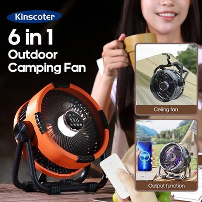 New Multifunctional 6 in 1 Desktop Fan 20000mAh Outdoor Camping Fan Air Circulator 4 Speed Adjustment Wireless Tent Ceiling Fan