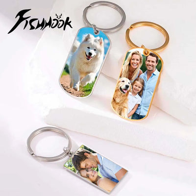 Print Demand Photo Keychain Personalized Custom Gift For Women Men Mother Father Dad Kid Child Family Stainless Steel Key Ring