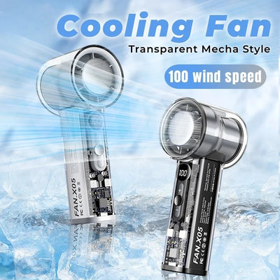 Fan X05 Mecha 100-speed Fan USB 20000RPM Violent Turbine Fan Handheld Refrigeration Ice Compress Fan Camping Travel