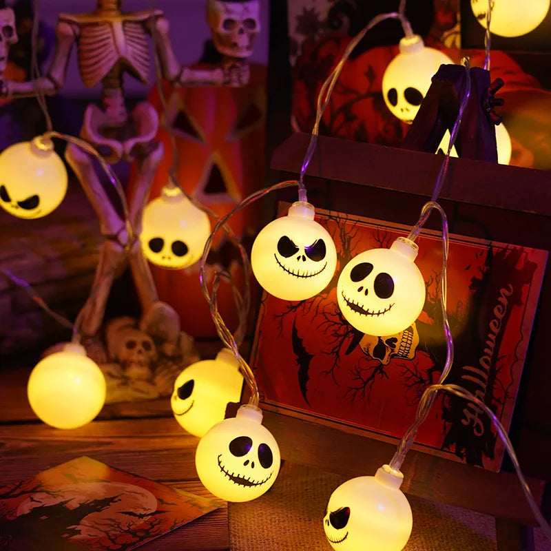 2024 Halloween Day Decoration Ghost String Lights LED Spooky Specter Fairy Lights Ghosts Battery Operated Party Indoor Decor 830