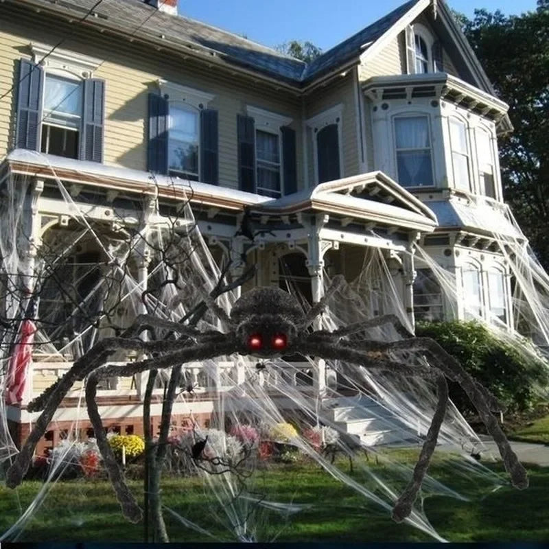 30cm/50cm/75cm/90cm/125cm/150cm/200cm Horror Halloween Giant Black Spider Decoration Haunted House Party Props Halloween Decor
