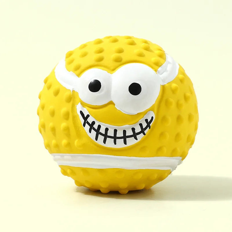 New Smiley Face Ball Latex Sound Toy Molar Teeth Cleaning Pet Latex Ball Dog Toy Pet Supplies