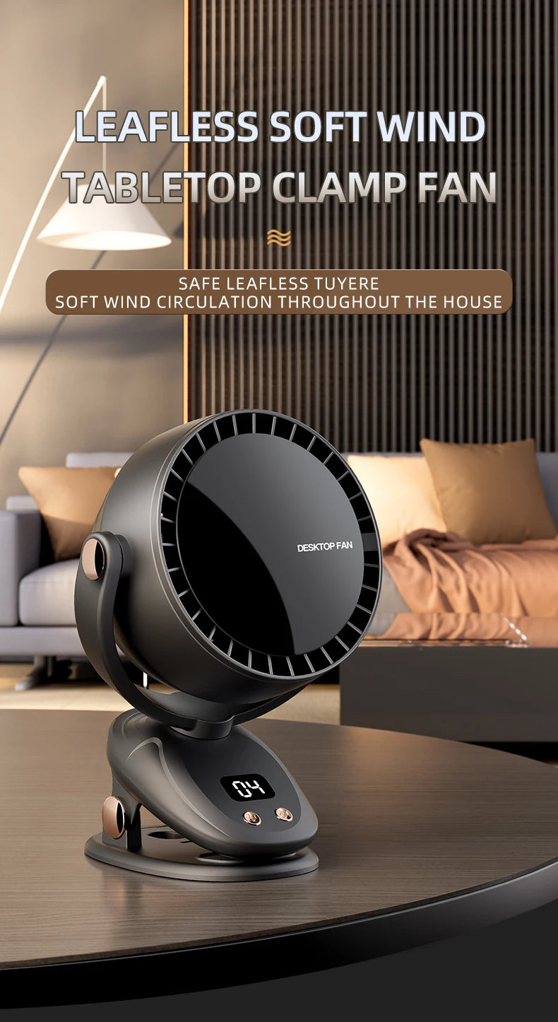 New USB Multi functional Leaveless Clip Fan Outdoor Camping Desktop Charging Wireless Fan