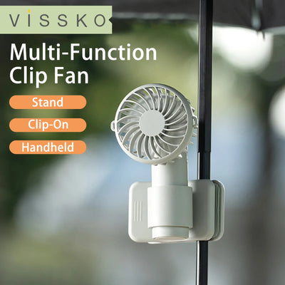VISSKO Portable Mini Clip Fan USB Rechargeable Hand Held Fan Small Pocket Fan 3Speeds 1000mAh Multifunctional fan Ourdoor Summer