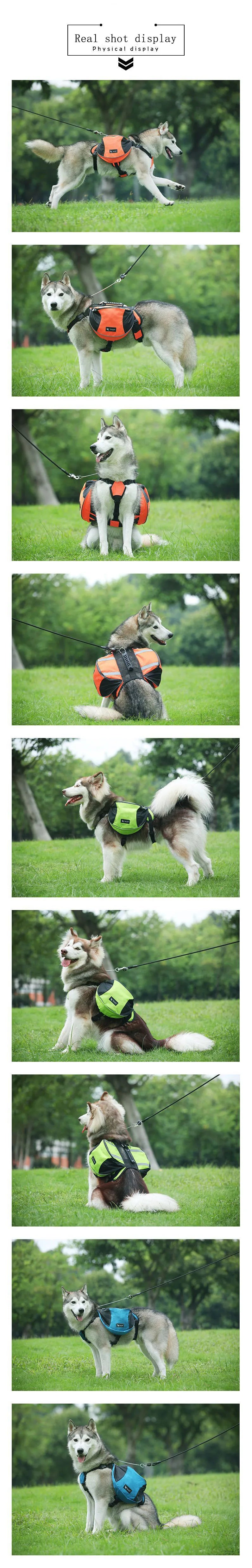 Oxford Fabric Outdoor Dog Backpack Double snack bag, dog training bag Waterproof Reflective Saddle Bag Medium Large Dog Tactical