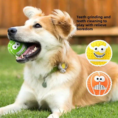 New Smiley Face Ball Latex Sound Toy Molar Teeth Cleaning Pet Latex Ball Dog Toy Pet Supplies