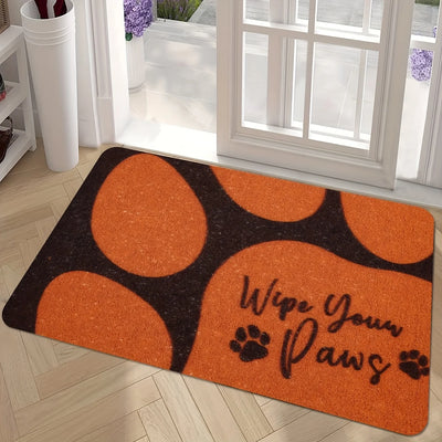 Orange and Black Dog Paw Print Pet Doormat Non-slip and Wear-Resistant "Wipe Paws" Floor Mats Suitable for Indoor and Outdoor