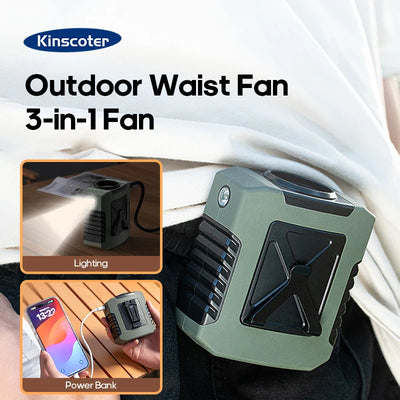 Mini 8000mAh Travel Wearable Waist Fan Camping Outdoor Rechargeable Cooling Fan With Night Light and Power Bank Air Circulator
