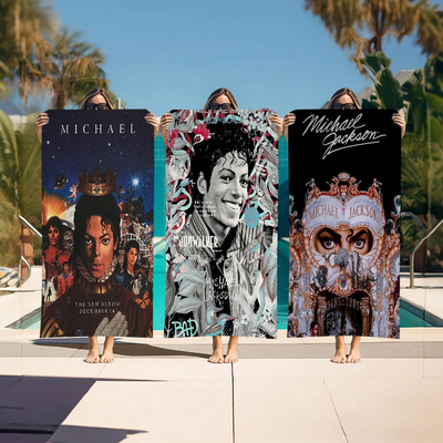 Michael Jackson Beach Towel Cartoon Cute Summer Kids Large Bath Pool Beach Towel Microfiber Absorbent for Swimming Travel