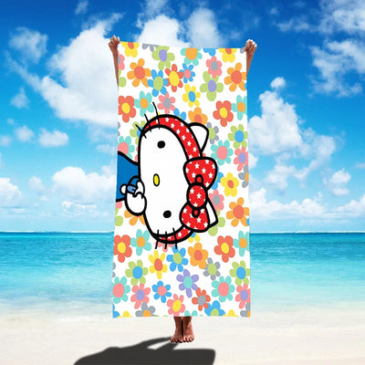 Sanrio Hello Kitty Beach Towel Cartoon Style Microfiber Large Beach Towel Bath Towel Multifunctional Square Towel Beach Towel