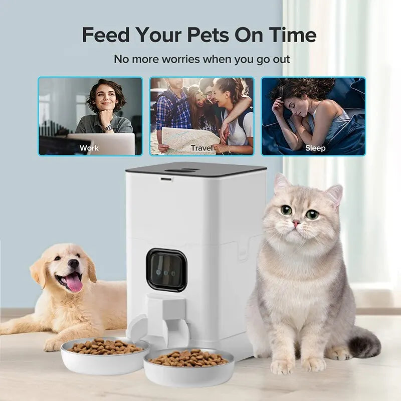 WiFi Smart Pet Feeder - 6L Capacity with Stainless Steel Bowls
