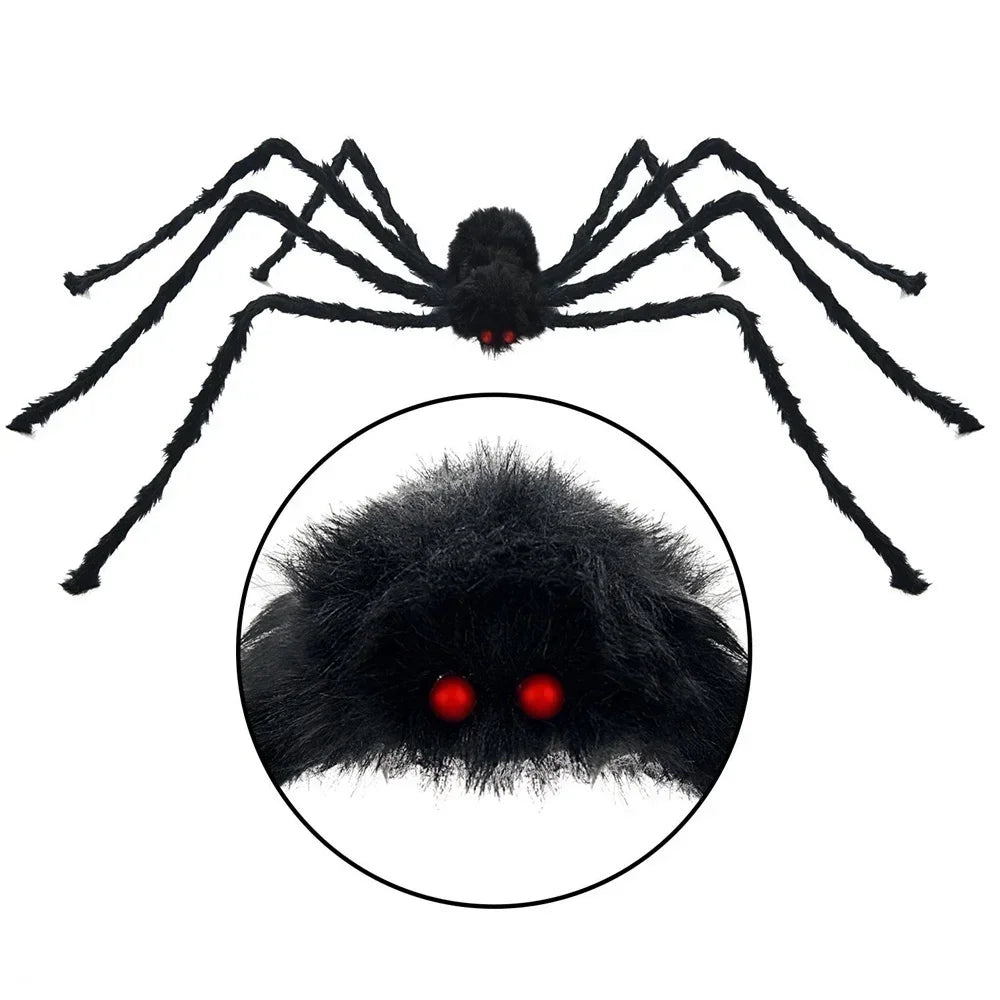 30cm/50cm/75cm/90cm/125cm/150cm/200cm Horror Halloween Giant Black Spider Decoration Haunted House Party Props Halloween Decor