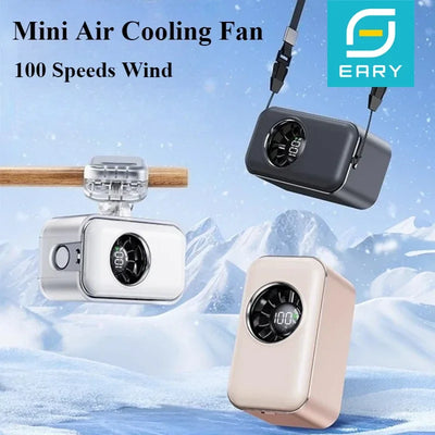 Eary Portable Clip On Fan Mini Handheld Fan with Lanyard 100 Speeds Wind 2000mAh Rechargeable 3-in-1 Hand/Desk/Neck Cooling Fans