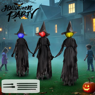 Halloween Colourful Glow Three Hand-Holding Witches Sound-activated hand-holding witch Halloween light up decoration props