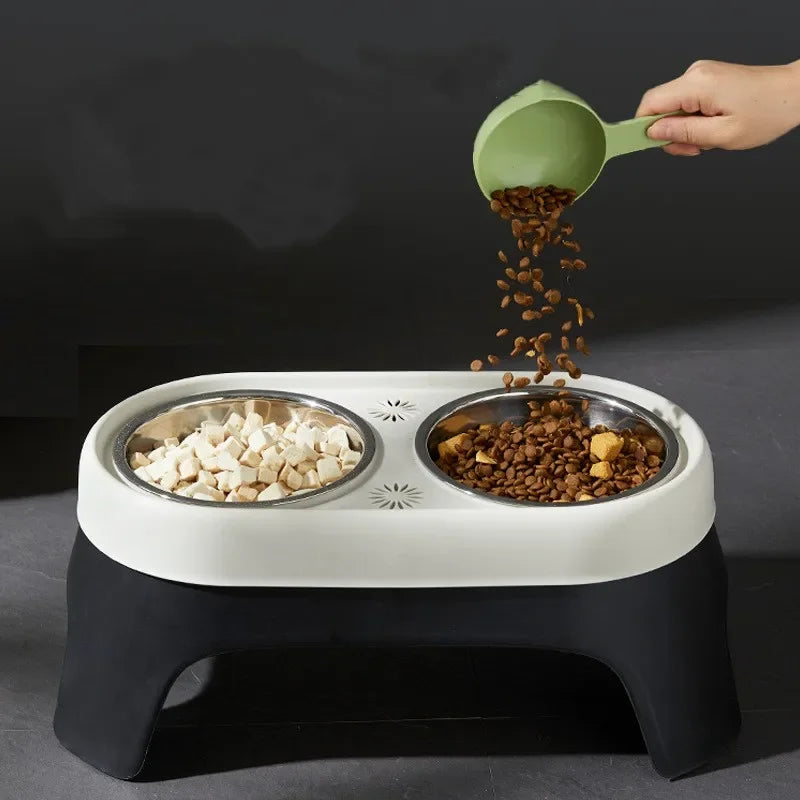 Stainless Steel Raised Dog Bowl - Anti-Knock Elevated Feeder