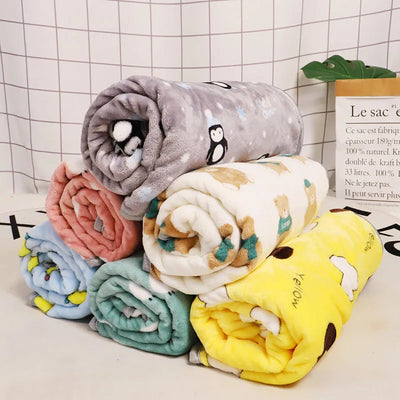 Soft Fluffy Flannel Dog Blanket Cute Cartoon Print Pet Bed Sheet Mat Warm Breathable Cat And Dog Sleeping Blankets Pet Supplies