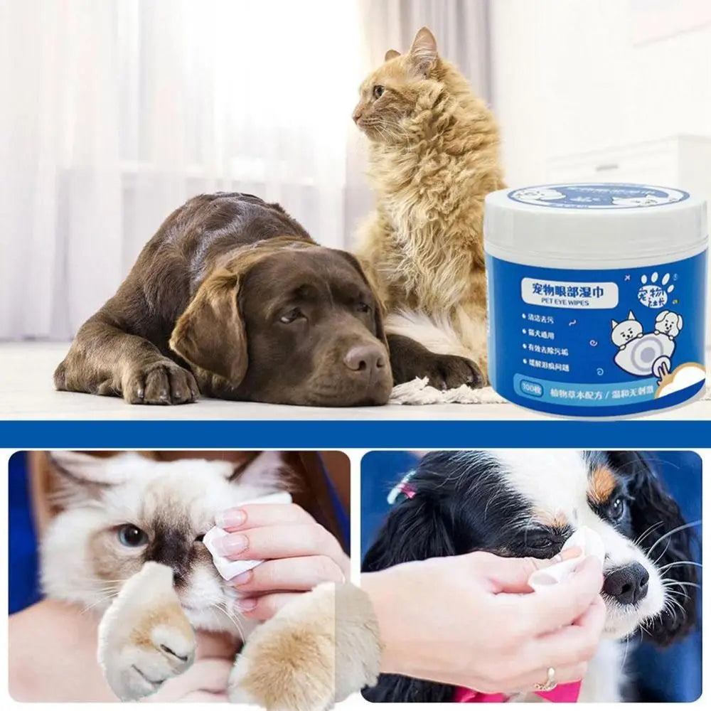No Irritation Pet Eye Wipes Eyes Tear Stain Remover Ear Cleaning Wipes Pet Wipes Dog Cat Tearmark Wet Wipes