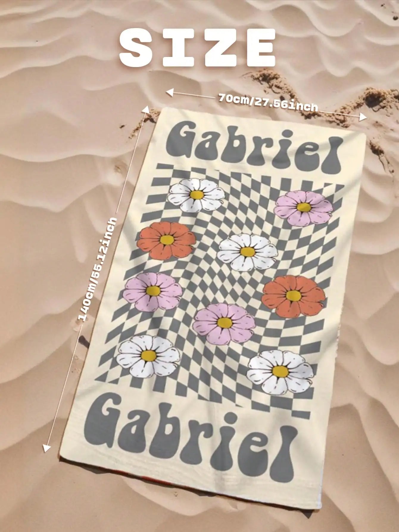 1pc Custom Name Beach Towel,  Pool Towel, Personalized Name Beach Towel, Personalized Bath Towel, Letter Combination Beach Towel